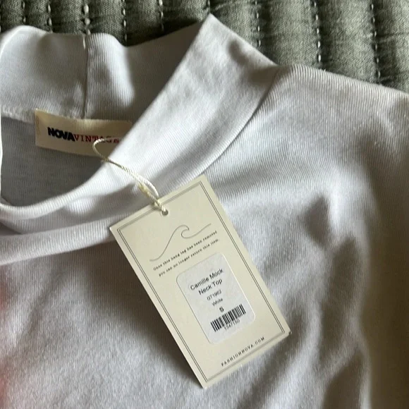 Camille Mock Neck White Long Sleeve Crop Top - Picture 3 of 4